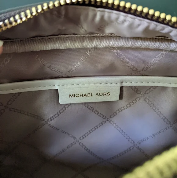 Michael Kors Jet Set Large Zip Travel Cosmetic Pouch Brown Pink Floral Print - Picture 9 of 13